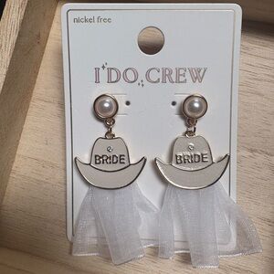 Gold and White Bride Earrings